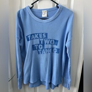 Blue Long Sleeve Waffle Knit Top, Offline by Aerie, Size S